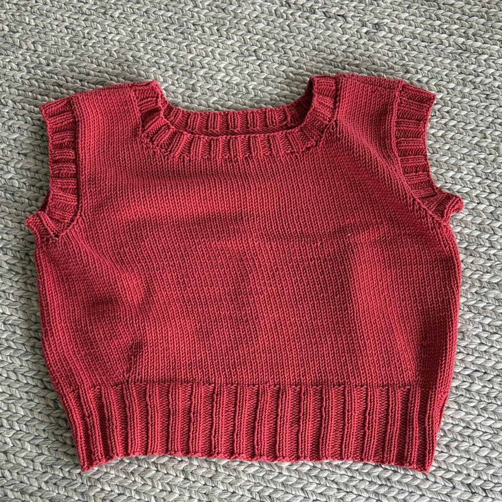 Sleeveless Knit Crop Top in Deep Red